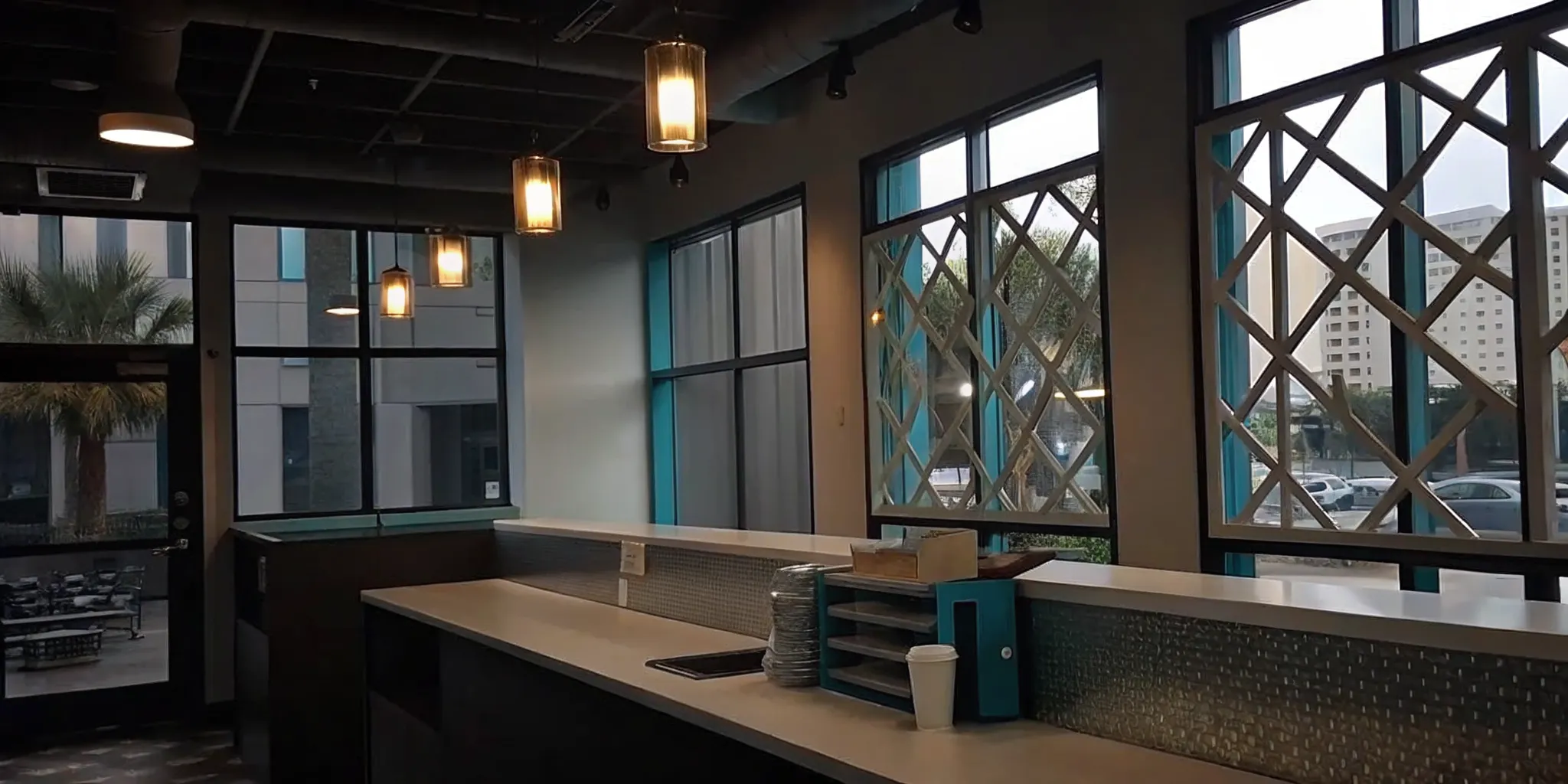 Reception area of a modern clinic in Tampa for a 10-panel drug test.