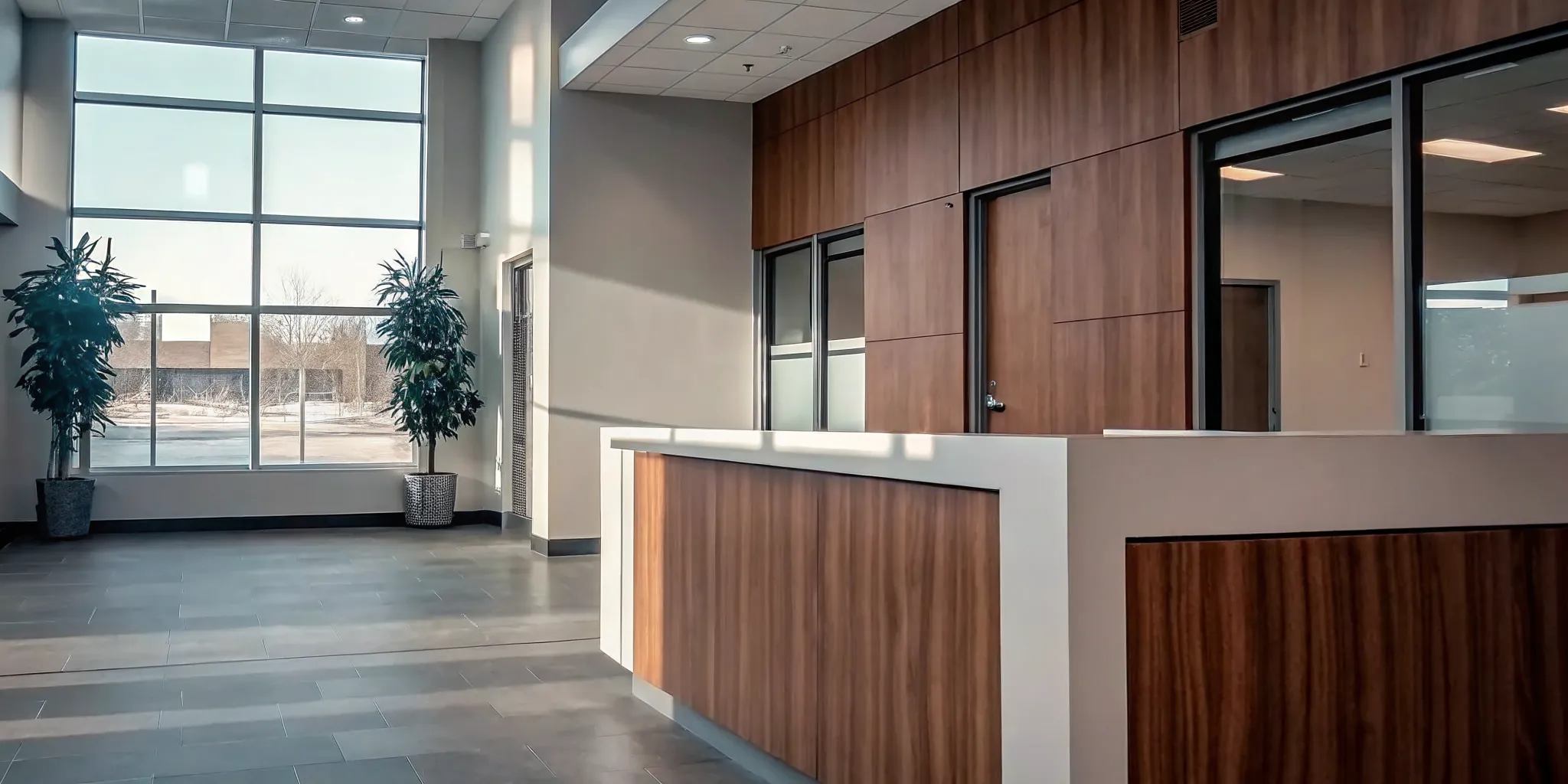 Medical office reception area for asbestos physical exam locations.