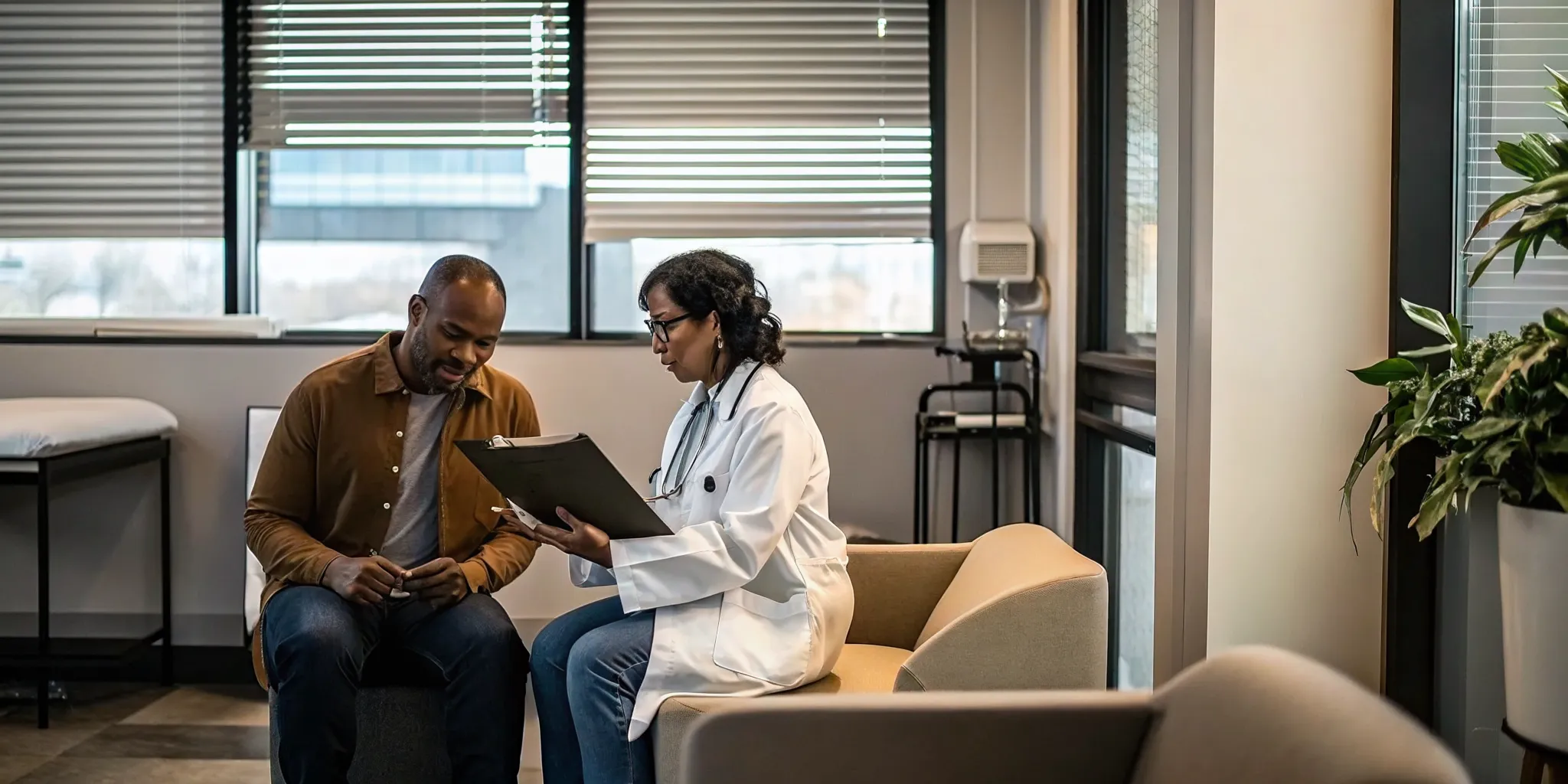 Applicant reviewing an I-693 checklist at a Tampa clinic