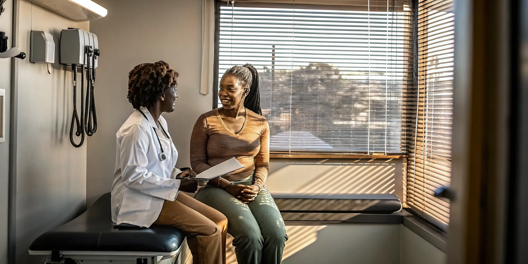 Employer and occupational health clinician discussing a pre employment physical Tampa protocol