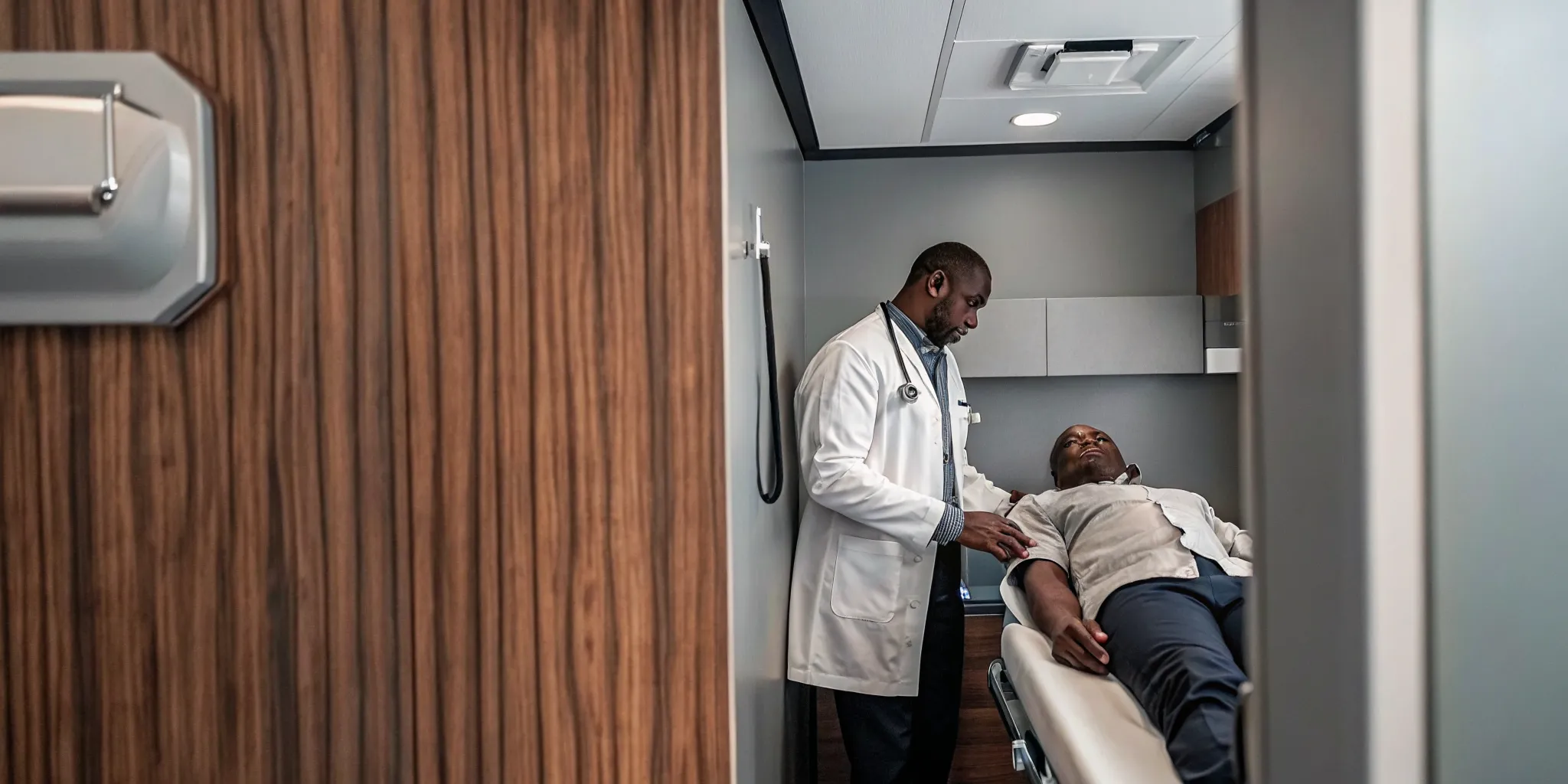 Certified examiner completing a DOT physical exam for a Tampa driver