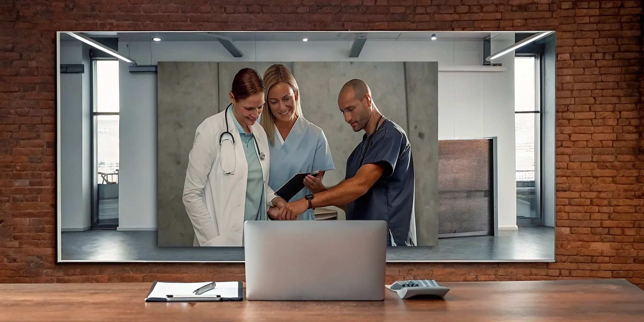 Medical professionals on a video call discussing where to get a DOT physical.