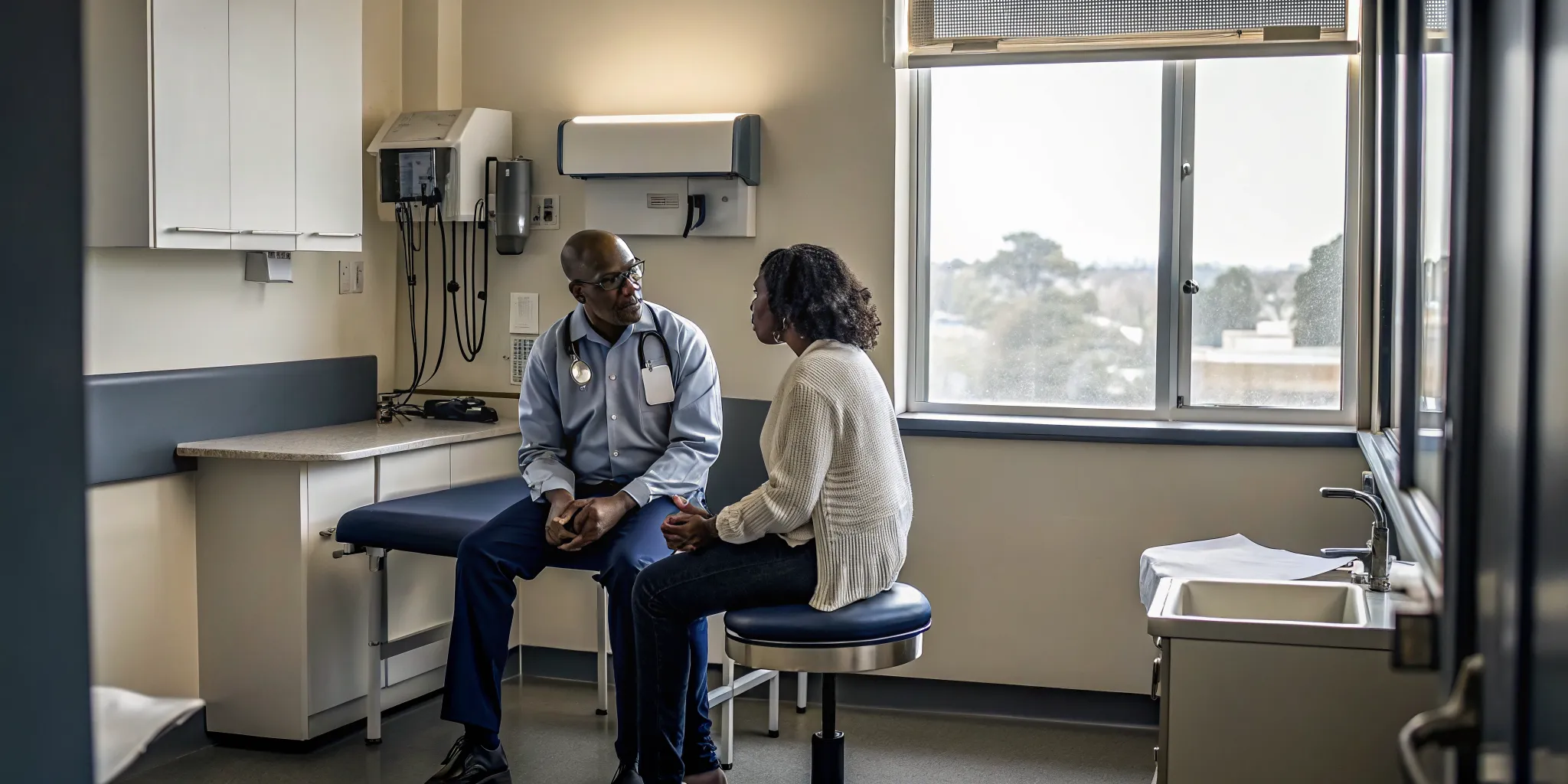 Medical professional conducting an occupational health examination in a clean Tampa clinic